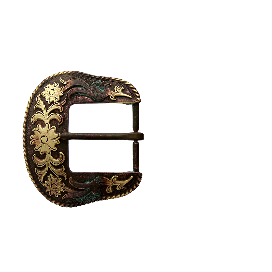 1-1/2 inch Rustic Bronze and Gold Western Belt Buckle Set