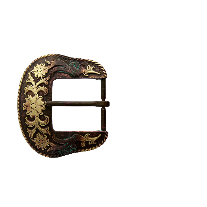 1-1/2 inch Rustic Bronze and Gold Western Belt Buckle Set