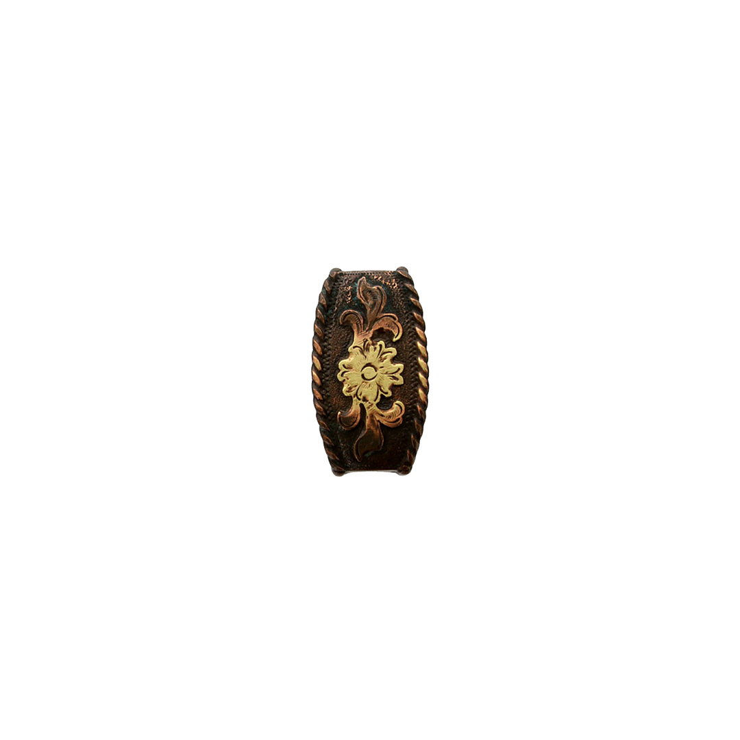 1-1/2 inch Rustic Bronze and Gold Western Belt Buckle Set
