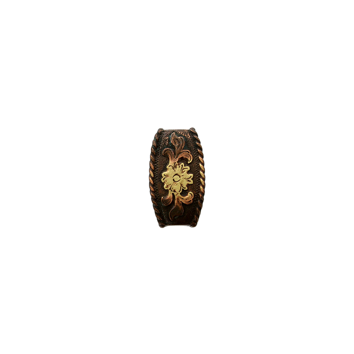1-1/2 inch Rustic Bronze and Gold Western Belt Buckle Set