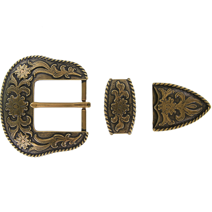 1-1/2 inch Antique Bronze Western Belt Buckle Set