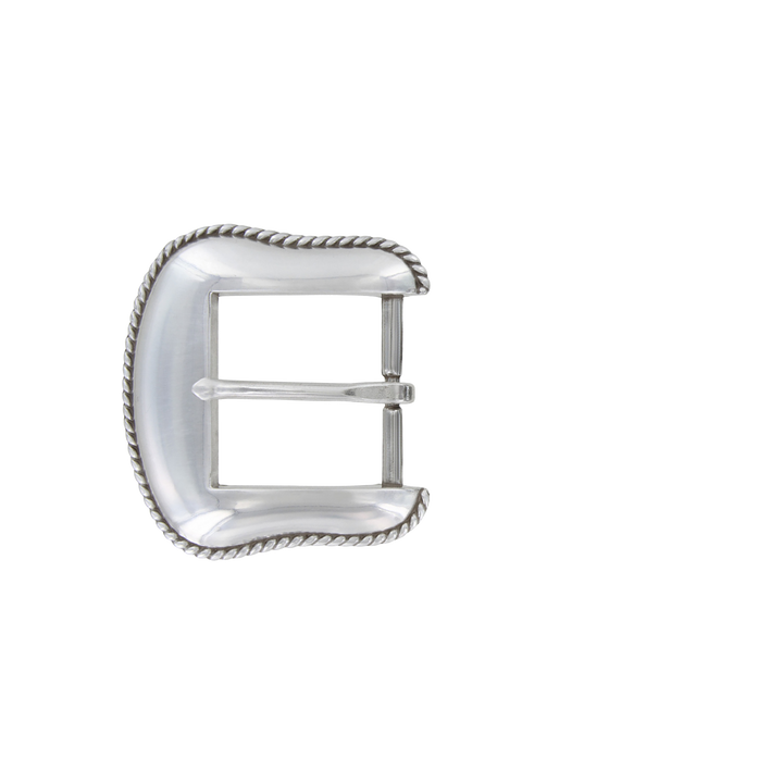 1-1/2 inch Rope-Edged Silver Belt Buckle Set