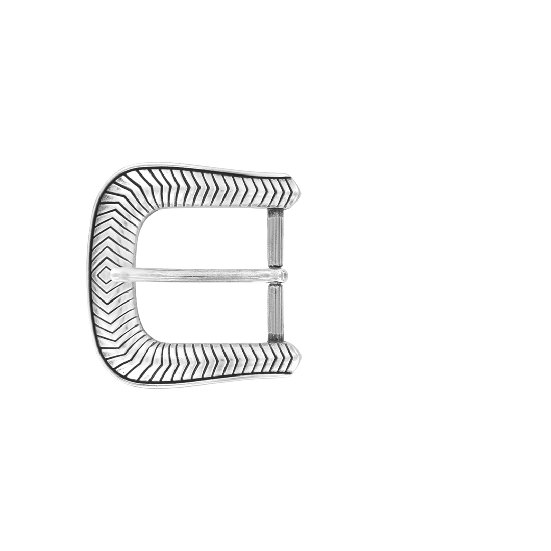 1-1/2 inch Striped Geometric Silver Belt Buckle Set