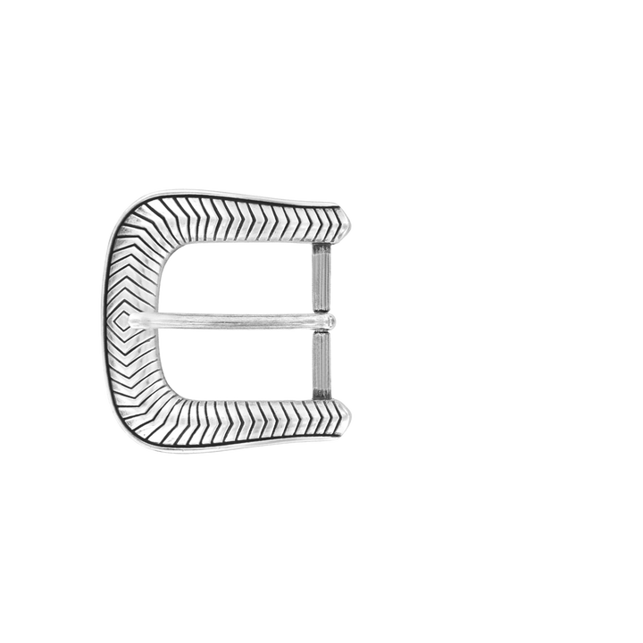 1-1/2 inch Striped Geometric Silver Belt Buckle Set