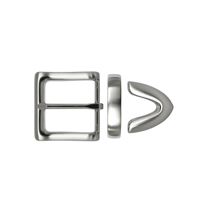 1-1/2 inch Brushed Nickel Square Belt Buckle Set