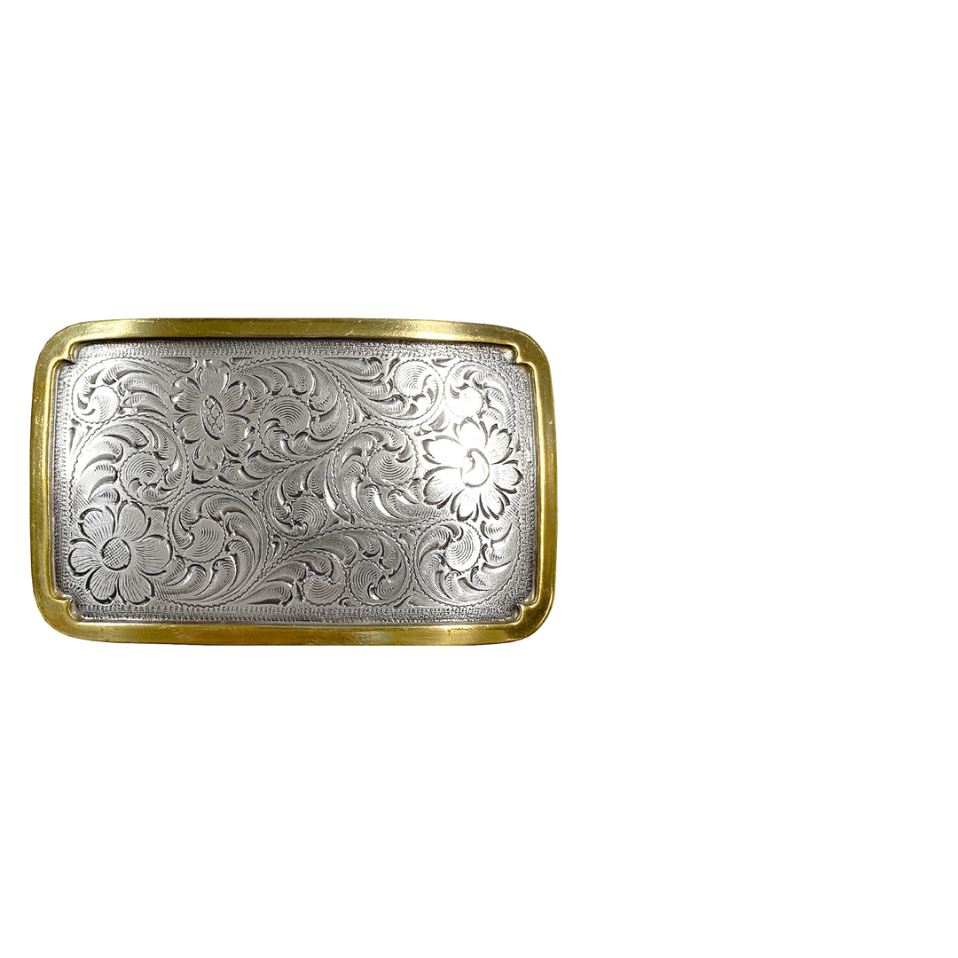 1-1/2 inch Floral Engraved Belt Buckle