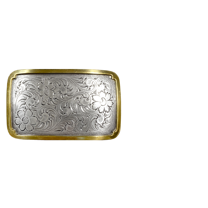 1-1/2 inch Floral Engraved Belt Buckle