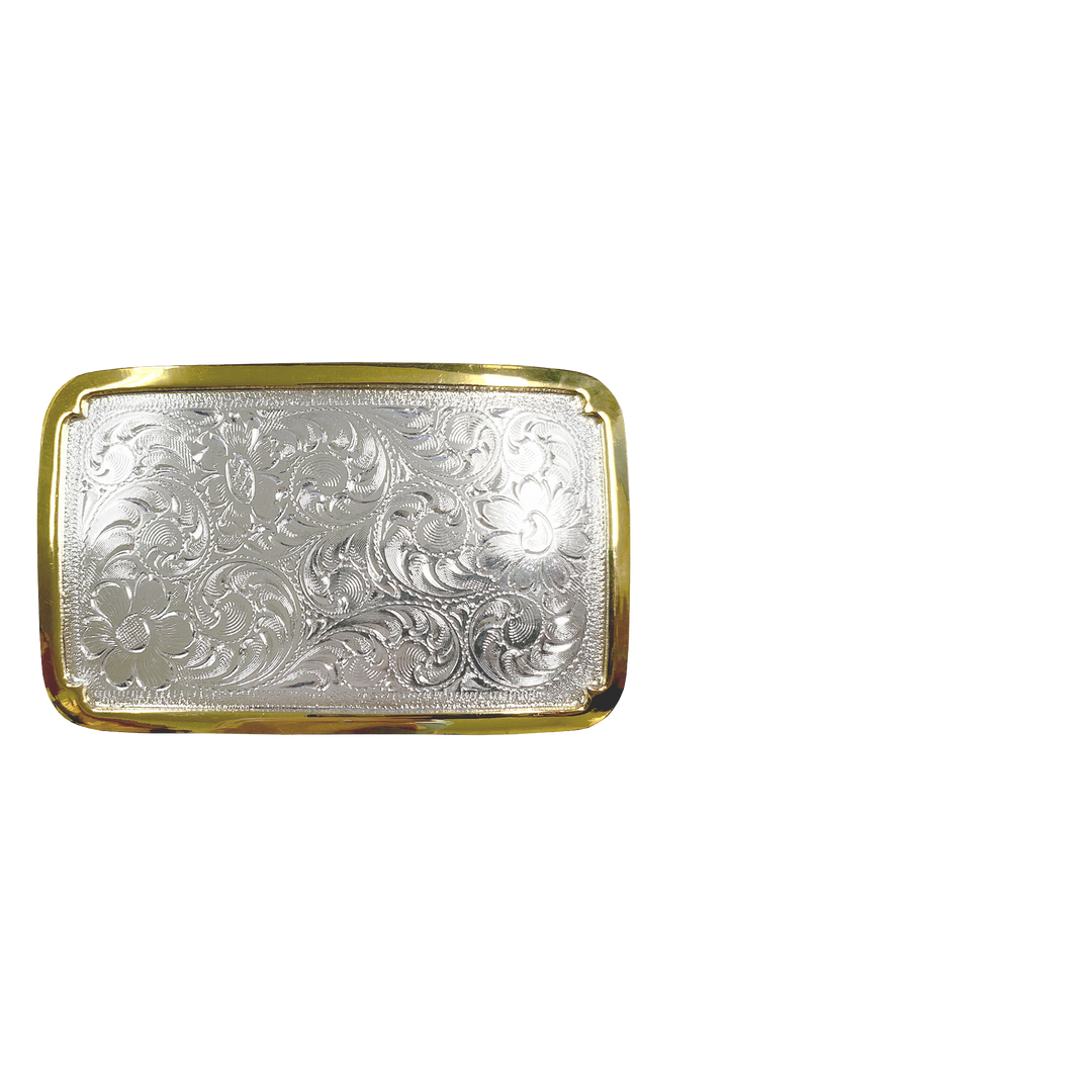 1-1/2 inch Floral Engraved Belt Buckle