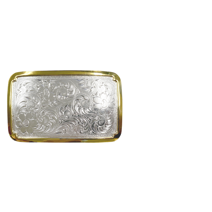 1-1/2 inch Floral Engraved Belt Buckle