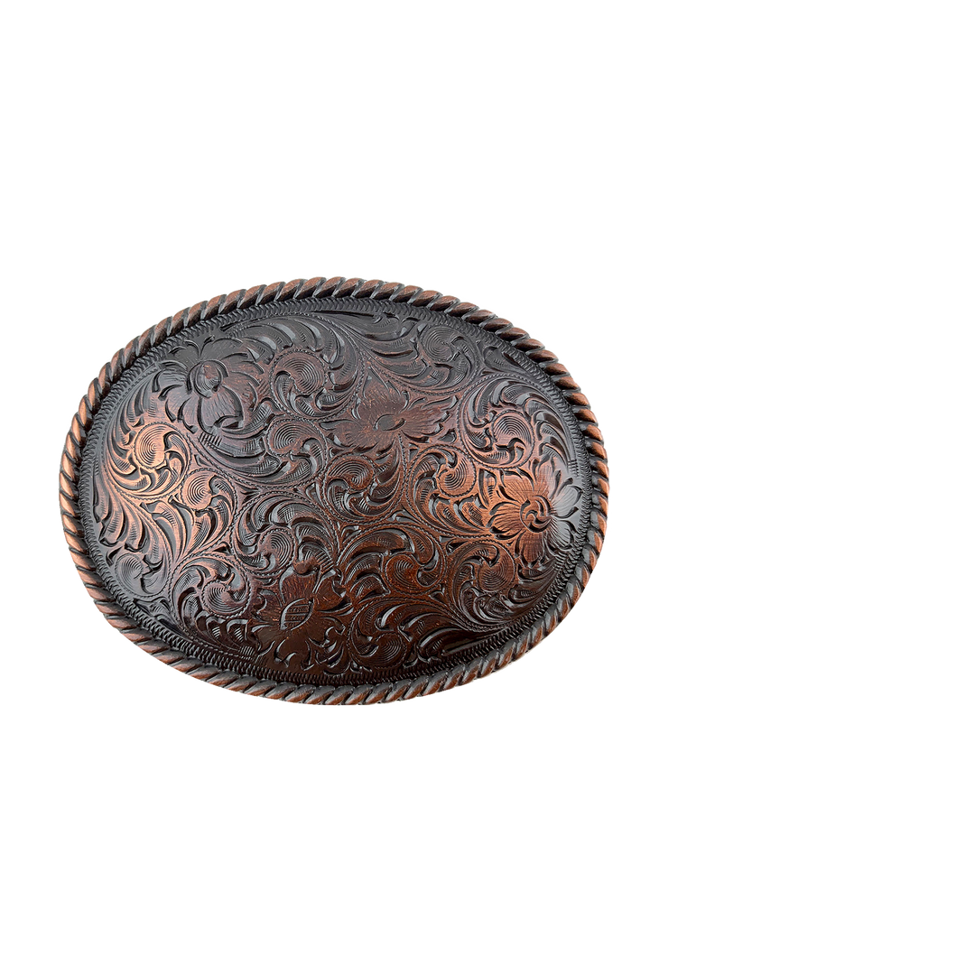1-1/2 inch Floral Engraved Oval Belt Buckle