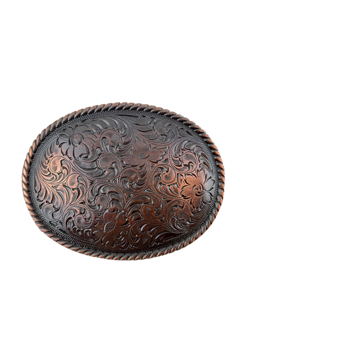 1-1/2 inch Floral Engraved Oval Belt Buckle