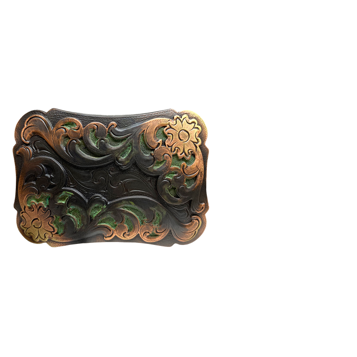 1-1/2 inch Swirl Floral Belt Buckle