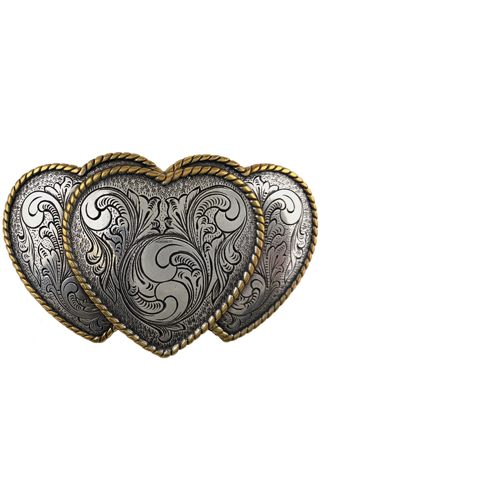 1-1/2 inch Triple Heart Floral Belt Buckle