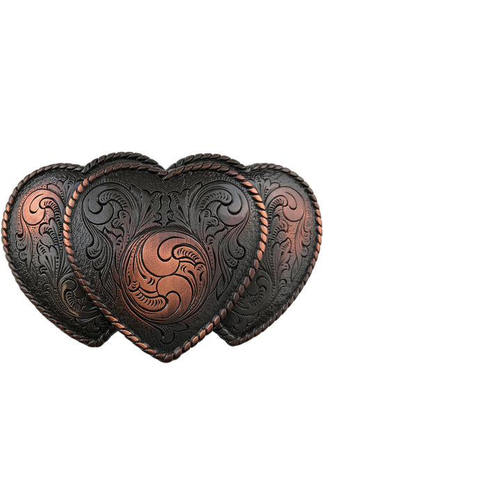 1-1/2 inch Triple Heart Floral Belt Buckle