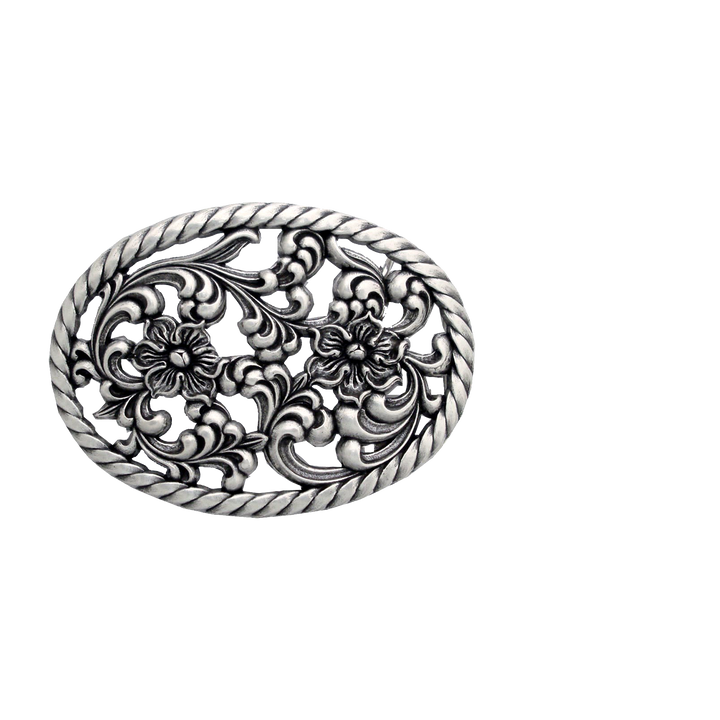 1-1/2 inch Floral Scrollwork Belt Buckle