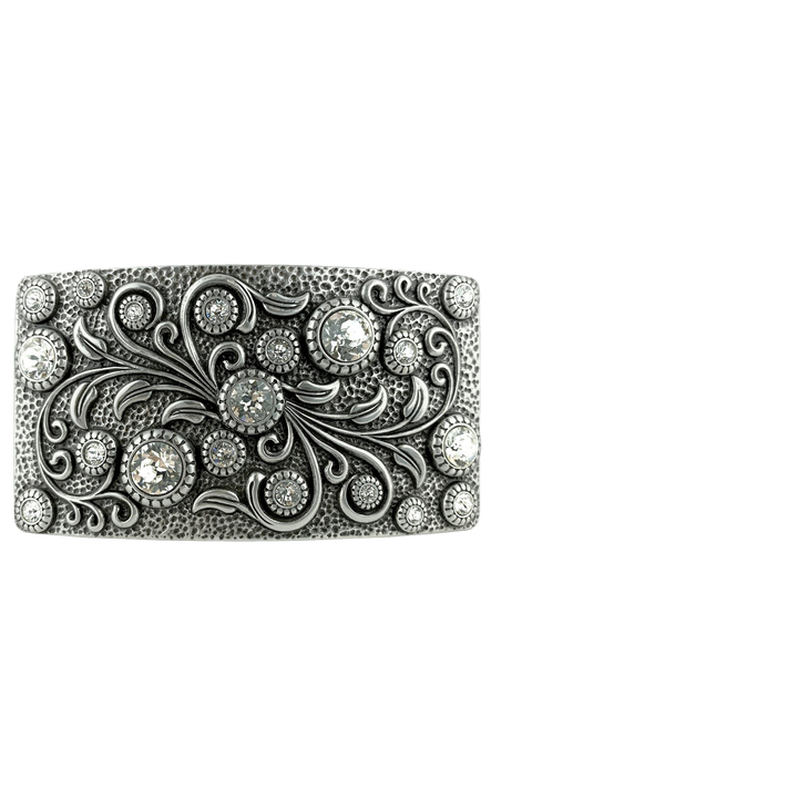 1-1/2 inch Crystal Floral Swirl Design Belt Buckle