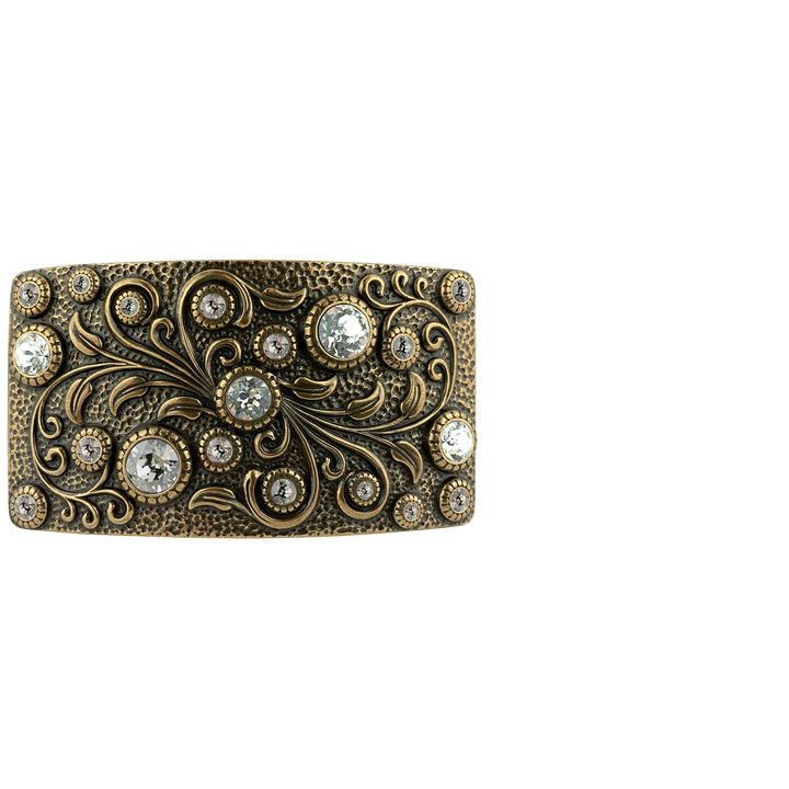 1-1/2 inch Crystal Floral Swirl Design Belt Buckle