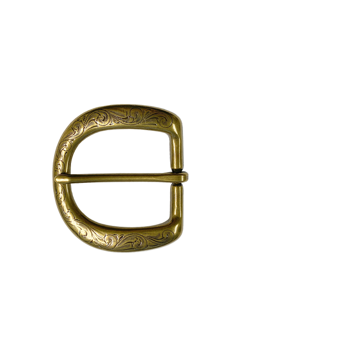 1-1/2 inch Engraved D-Shape Belt Buckle