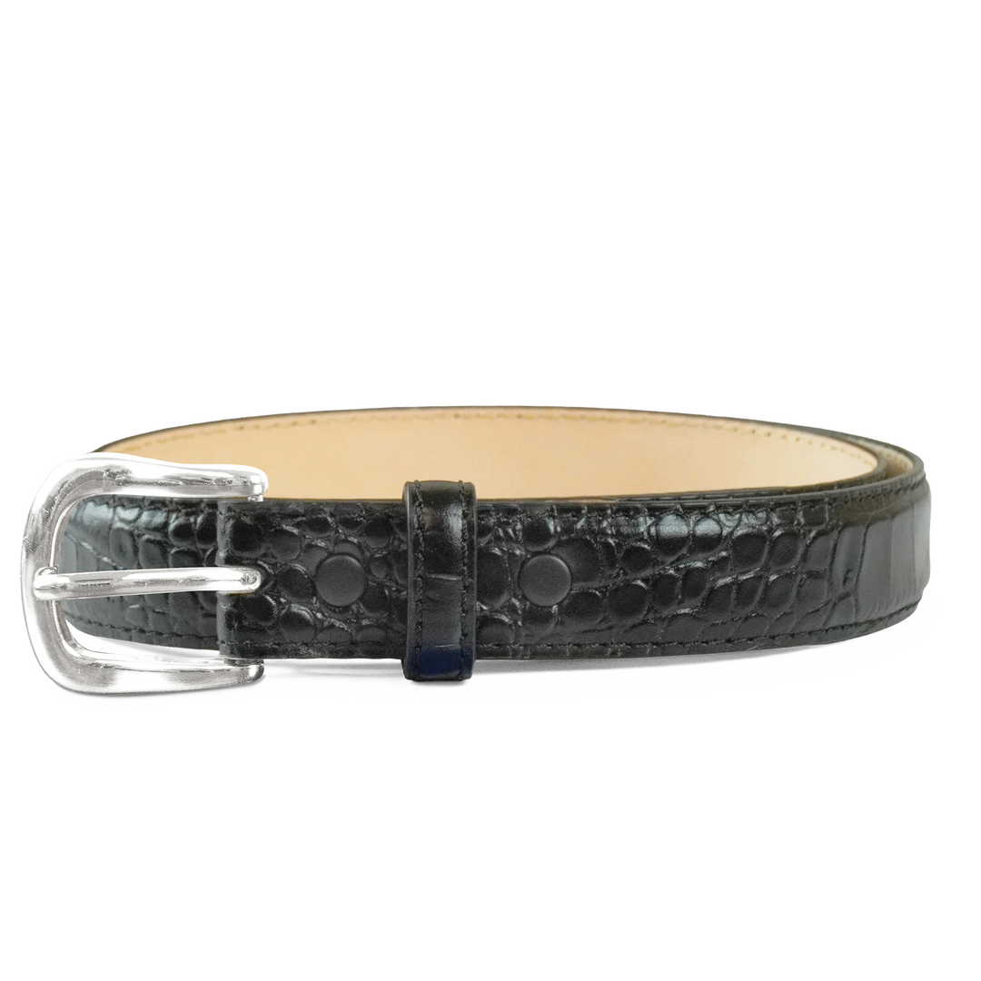 Comfort Core 1″ Alligator Embossed — Rounded Double-Bar — Black