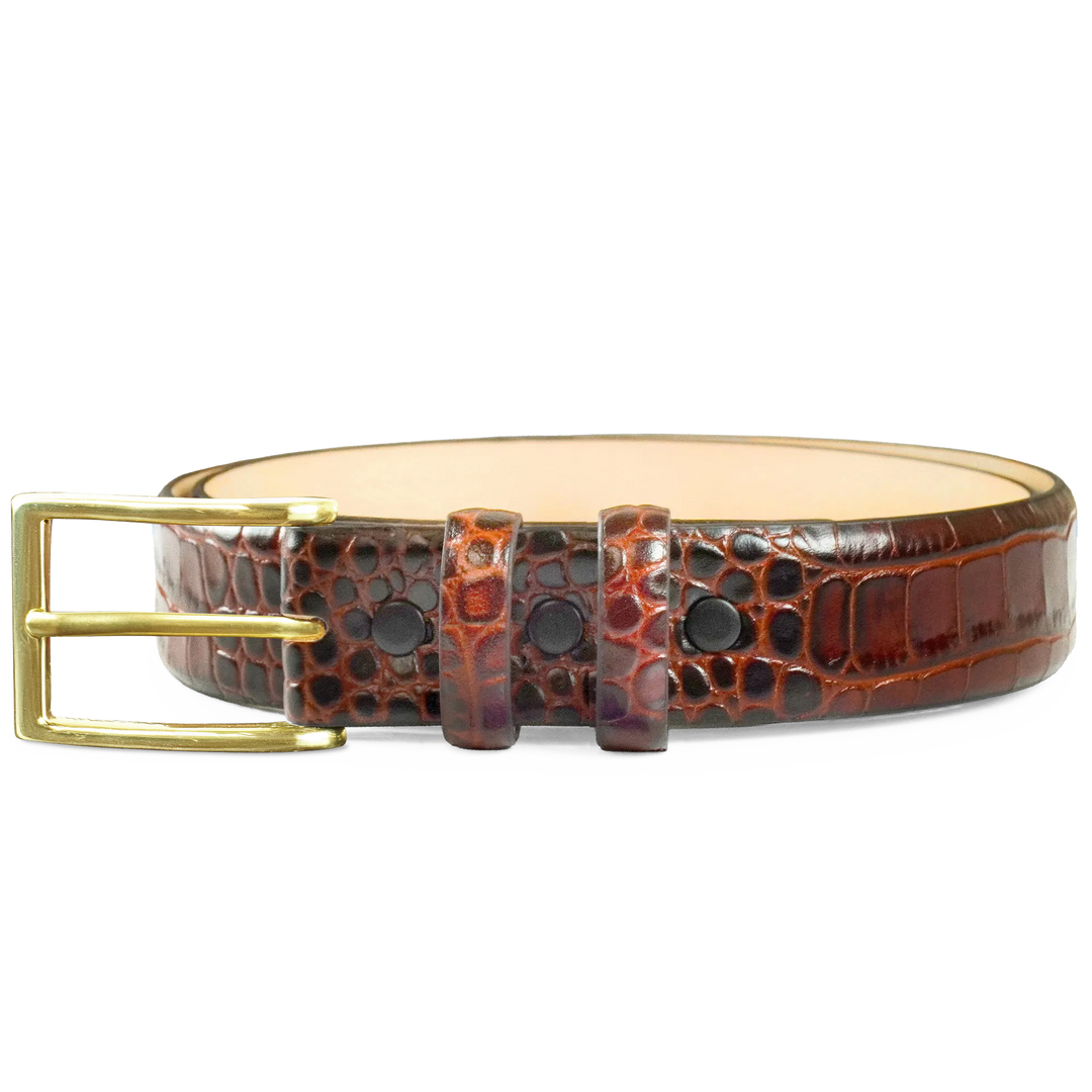 Comfort Core 1 1/8″ Alligator Embossed — Flat-Frame — Brown