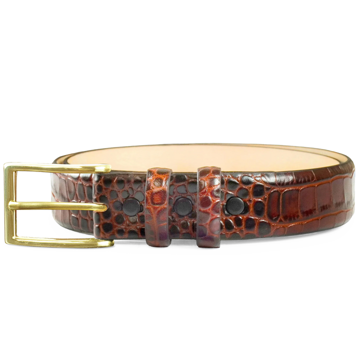 Comfort Core 1 1/8″ Alligator Embossed — Flat-Frame — Brown