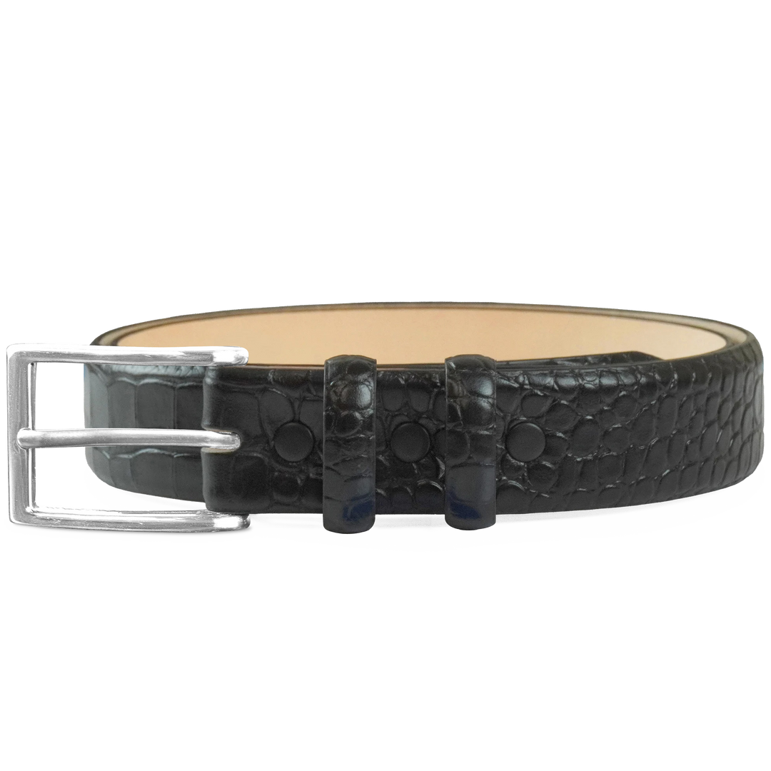 Comfort Core 1 1/8″ Alligator Embossed — Flat-Frame — Black