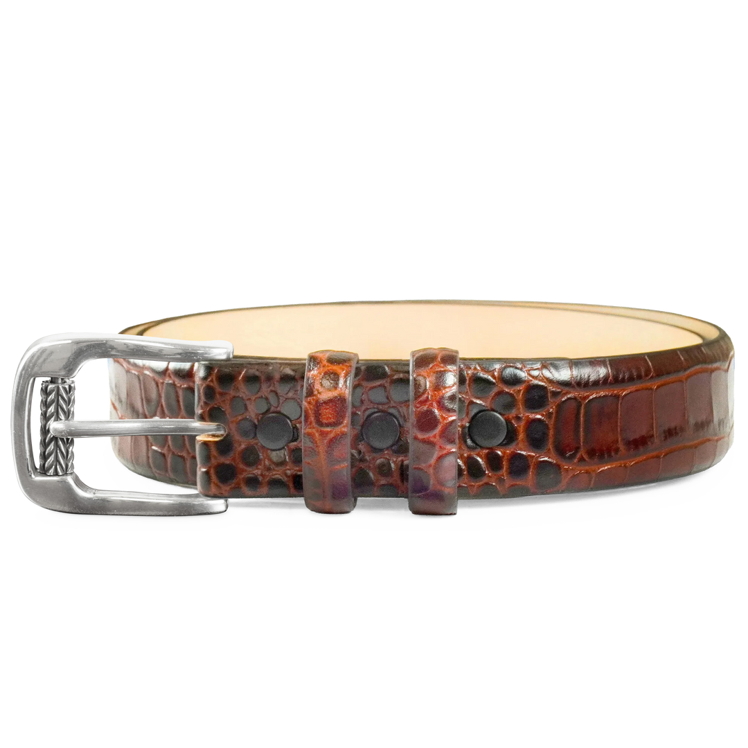 Comfort Core 1 1/8″ Alligator Embossed — Buckle BS8215K — Brown