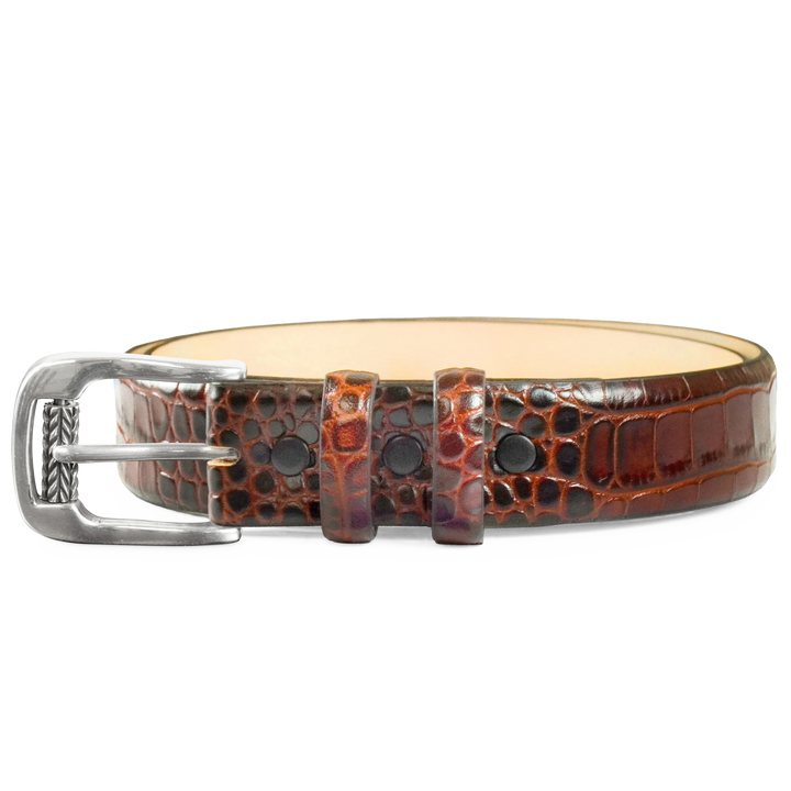 Comfort Core 1 1/8″ Alligator Embossed — Buckle BS8215K — Brown