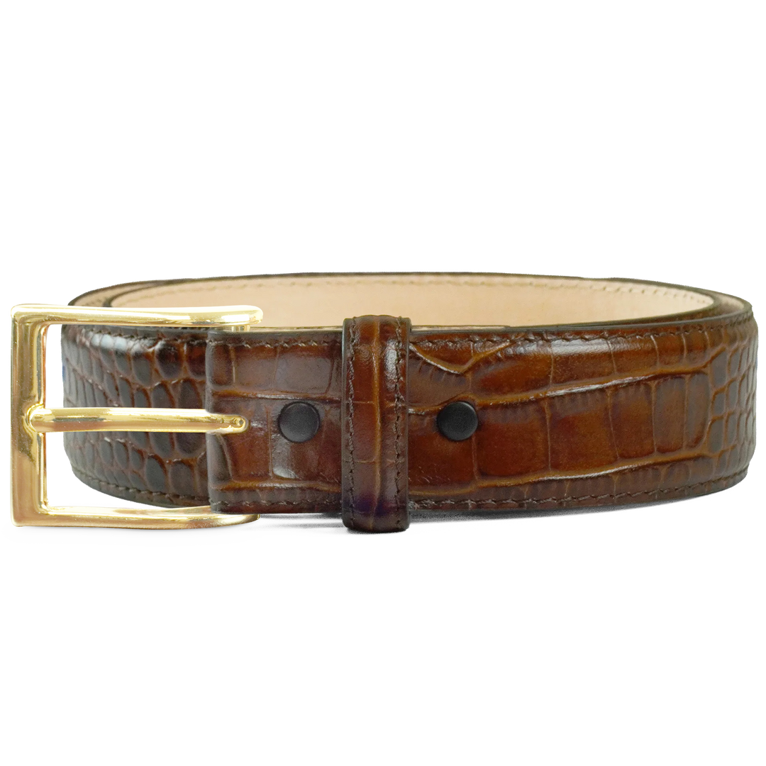 Comfort Core 1½″ Alligator Embossed Leather Belt Strap for Jeans