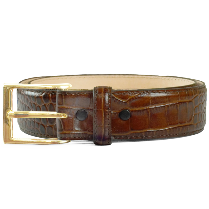 Comfort Core 1½″ Alligator Embossed Leather Belt Strap for Jeans