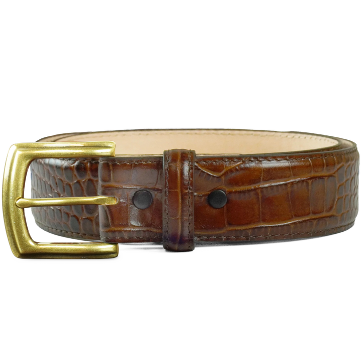 Comfort Core 1½″ Alligator Embossed Leather Belt Strap for Jeans